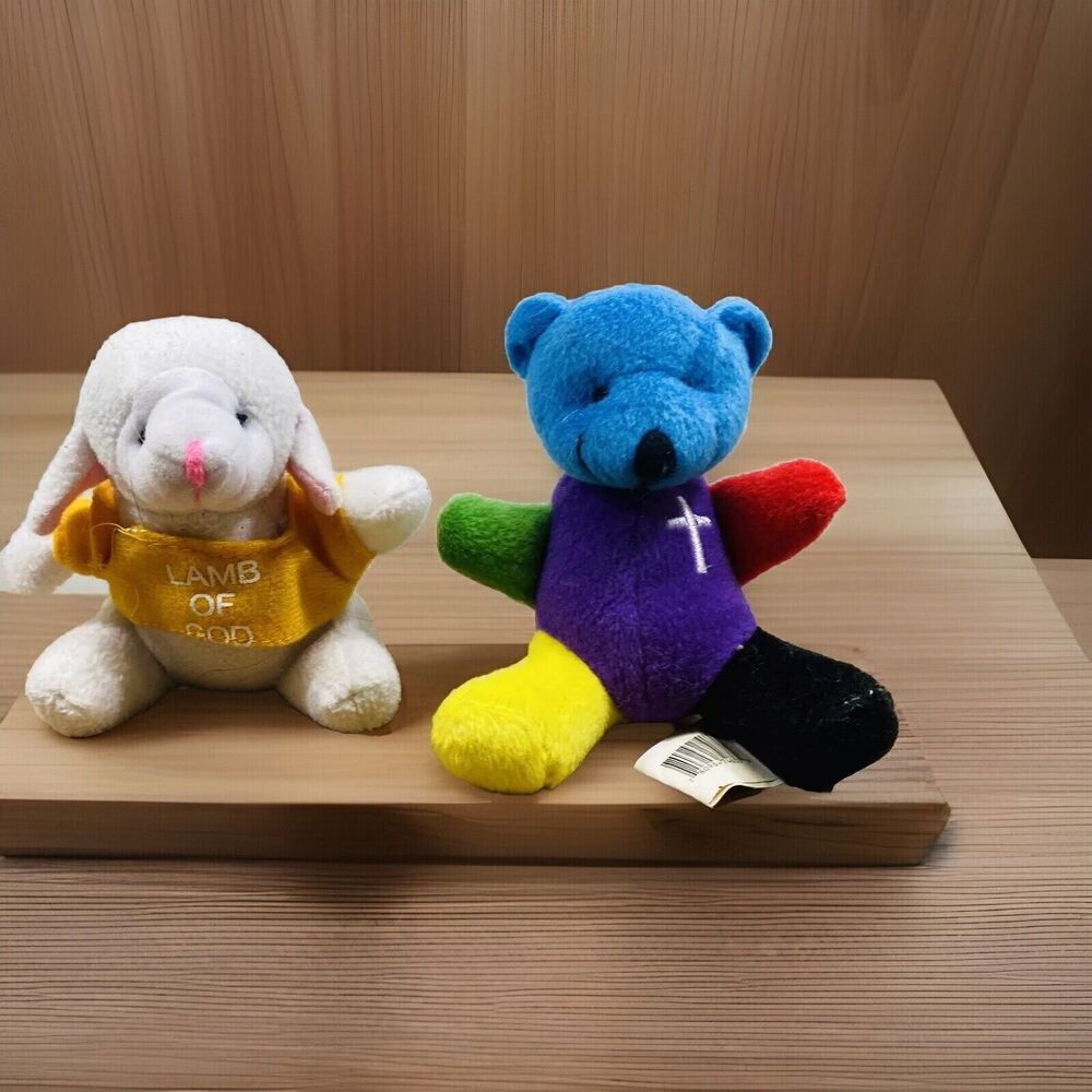 2 Faith Religious Plush Lamb Yellow T-shirt Color Block Bear Stuffed Animal Pics